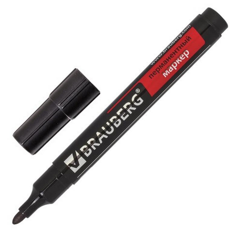 Маркер перманентный  3 мм BRAUBERG "Contract" круглый, черный