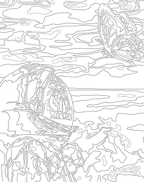 Роспись по номерам (холст) 40*50см "Космонавт с бабочкой" (основа+акрил.краски+кисти) 20 цветов