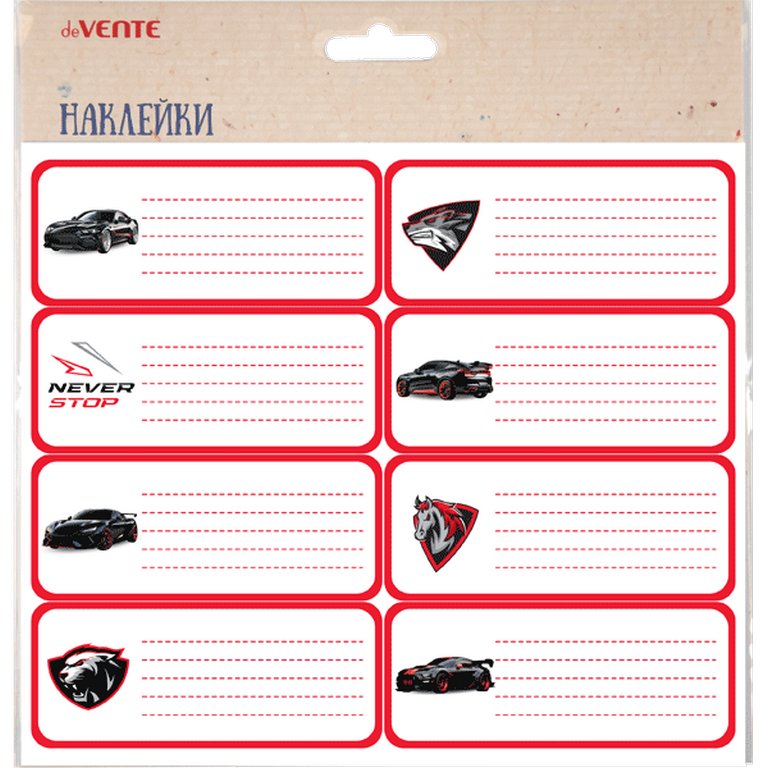 Наклейка для подписи тетрадей "Never Stop"deVENTE, 8 шт/уп