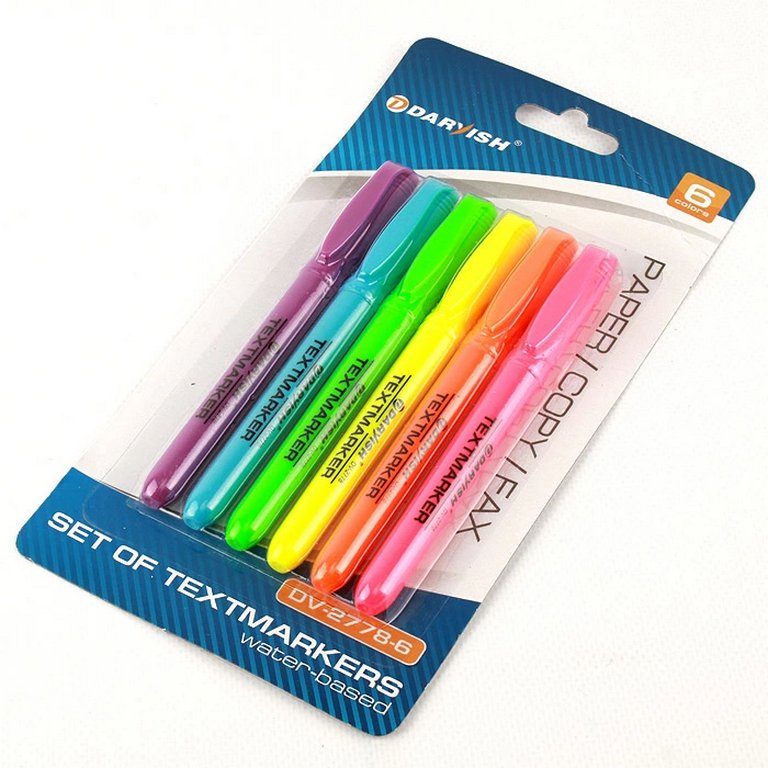 Набор текст-маркеров  6 шт Darvish  (желтый, оранж, фиол, зеленый, розовый .голубой)