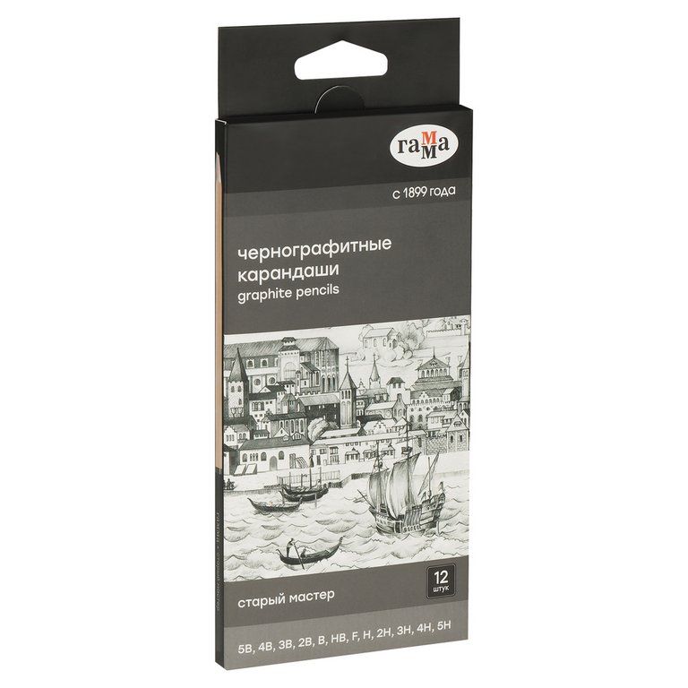 Набор карандашей ч/г 12 шт Гамма (от 5В до 5Н)