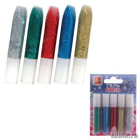 Гель Блеск  набор 5 цв. по 5 гр Луч (син,крас,зелен,сереб,золот)
