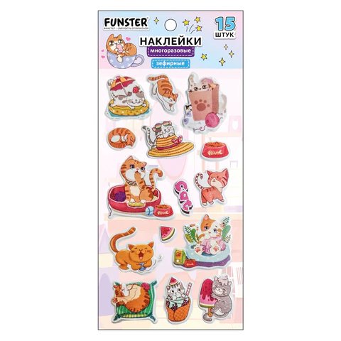 Наклейки  9,5*18 см FUNSTER "Котики" зефирные