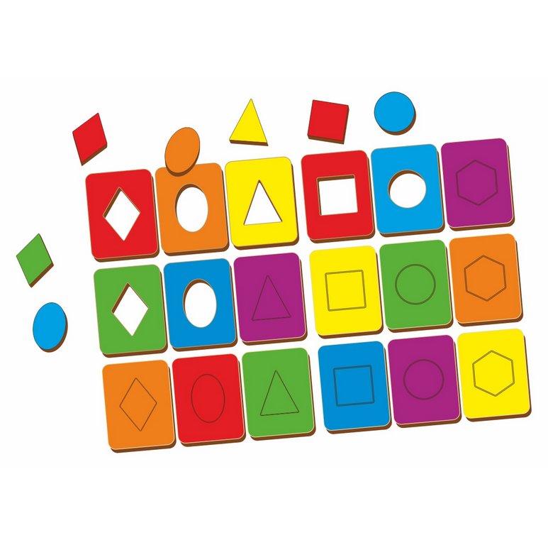 Игра обучающая  Формы Доски Сегена, набор 18 шт (дерево) WOODLENDTOYS