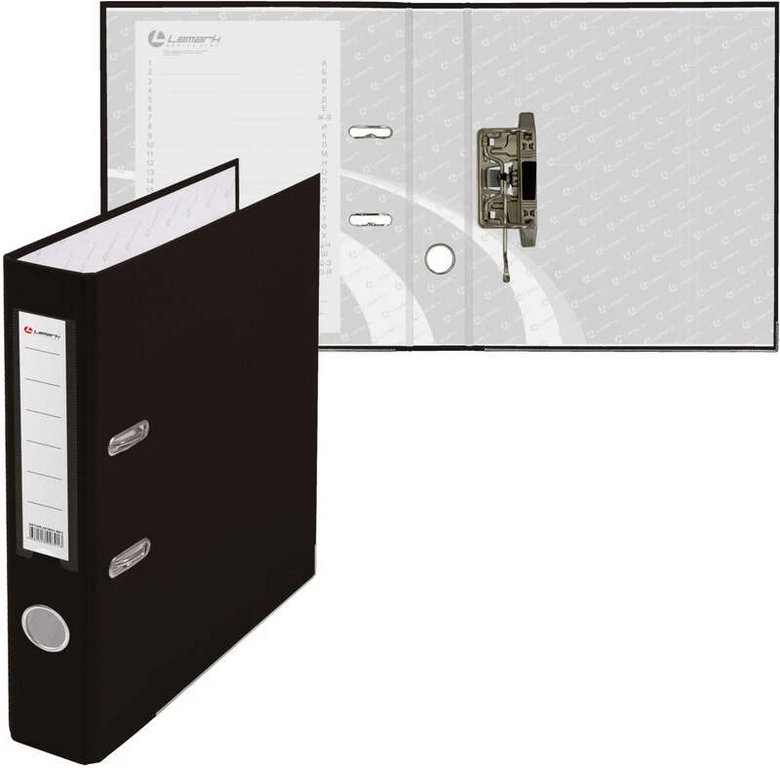 Папка-регистратор А4 50мм Lamark пл. карман на торце, метал. окантовка черная