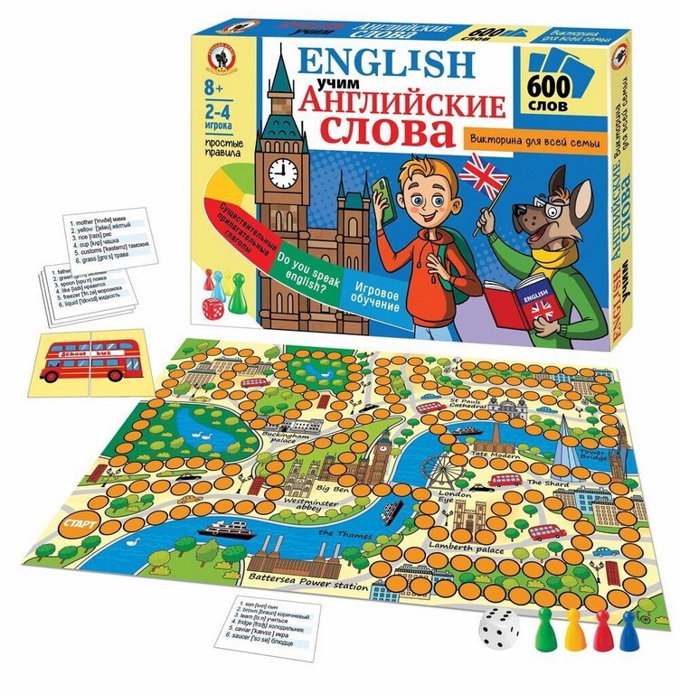 Игра настольная  Ходилка с викториной "English. Учим английские слова" Русский стиль