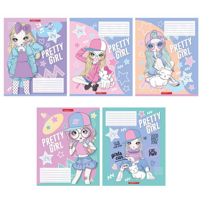 Тетрадь 24 лист кл. А5 на скрепке "Крутые девчонки "