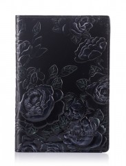 Обложка для паспорта Dr.Koffer нат. кожа, черная с рисунком