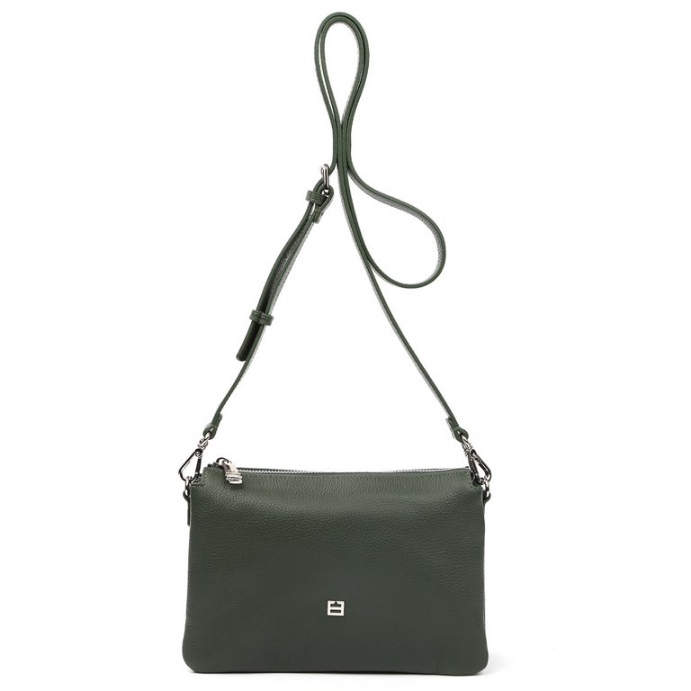 Сумка женская FABRETTI 24х16х8 см, нат. кожа, темно-зеленый
