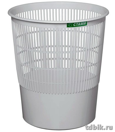 Корзина для бумаг пластиковая 14л сетчатая, серая СТАММ