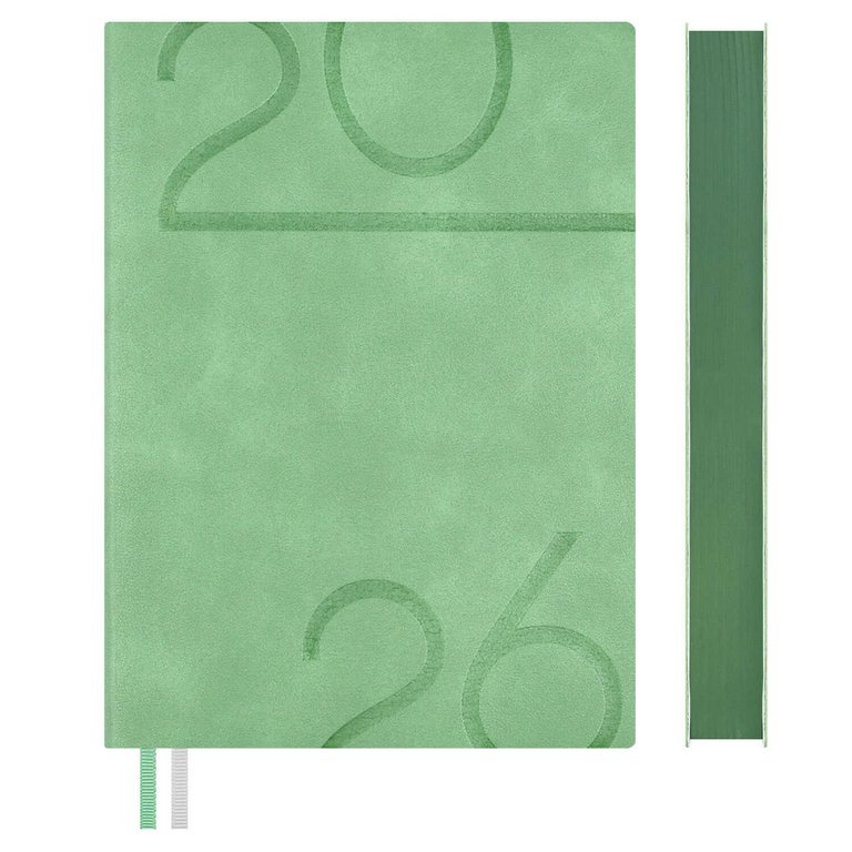 Ежедневник дат. 2026 г. А6+ Escalada  "Думай как миллиардер", мягк. обл., иск. кожа, светло-зелёный