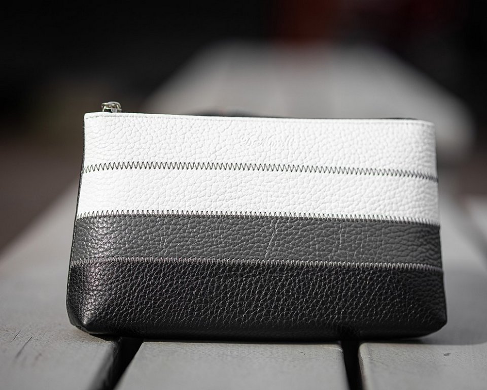 Косметичка D.Morelli "Patch" нат.кожа, серая