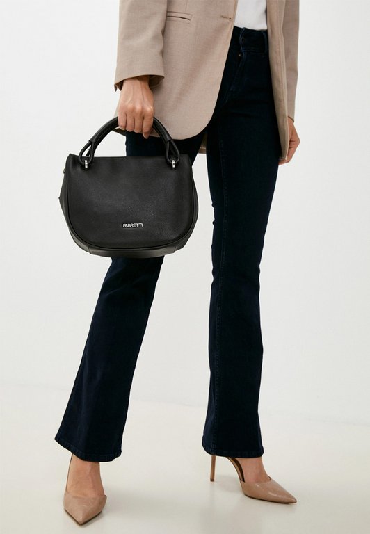 Сумка женская FABRETTI 34х24х13 см, нат. кожа, черный