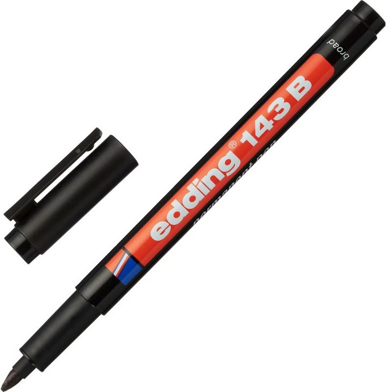 Маркер для прозрачных пленок 1-3мм Edding 143 перманентный черный