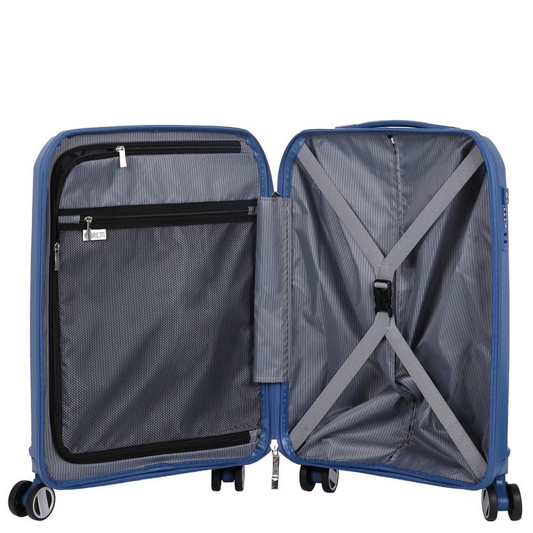 Чемодан 4-х колесный FABRETTI 100% полипропилен, 40X58X20см, синий