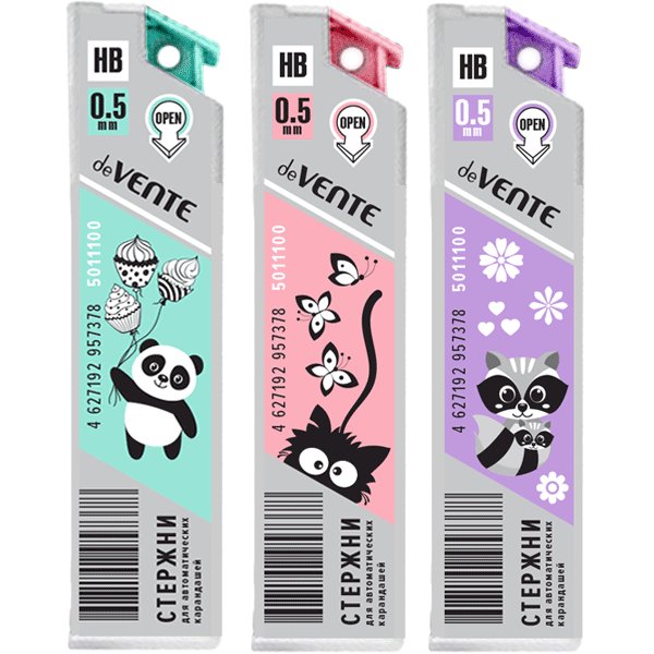 Стержни для мех. кар. 0.5 мм НВ 12шт deVENTE "Pastel"