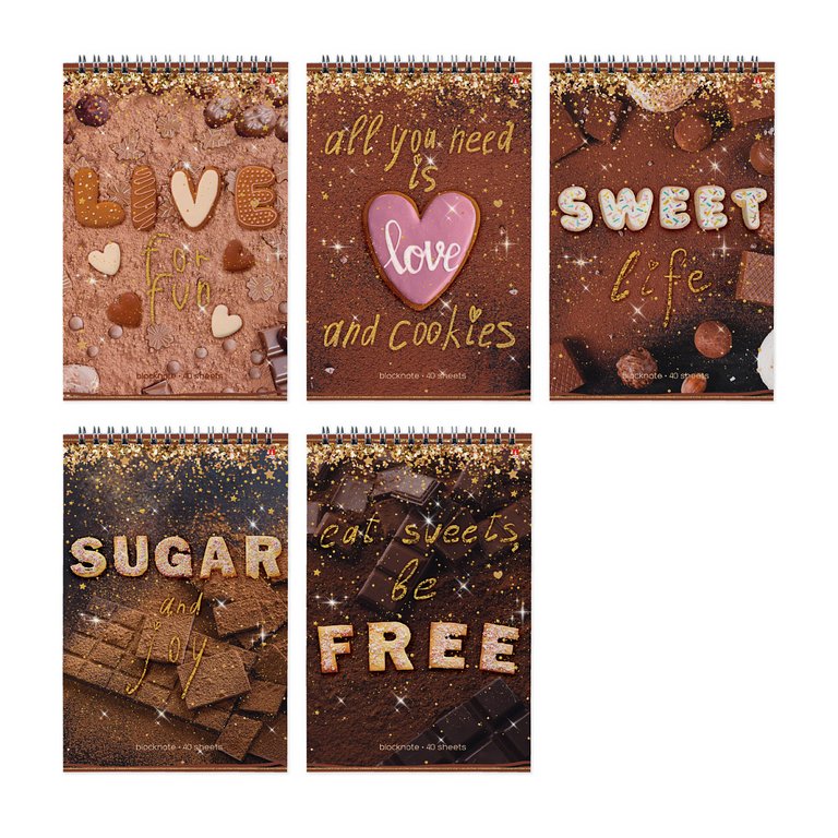 Блокнот А5  40л., 127*202 мм, на гребне Альт "SWEET LIFE" 5 видов