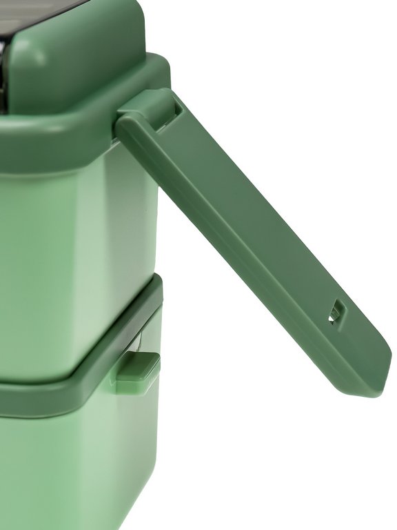 Ланч-бокс 1400 мл (с приборами, три отделания) зеленый "Ланч"