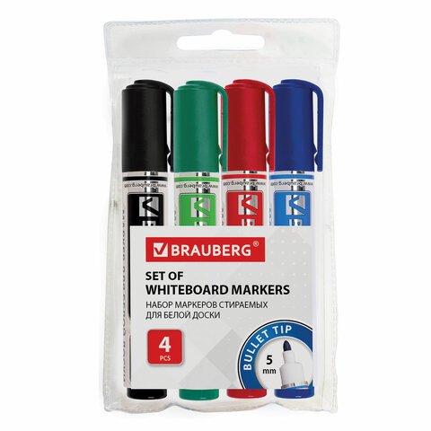 Набор маркеров для доски  4шт Brauberg "Neo" 5мм круглые (спиртовые)