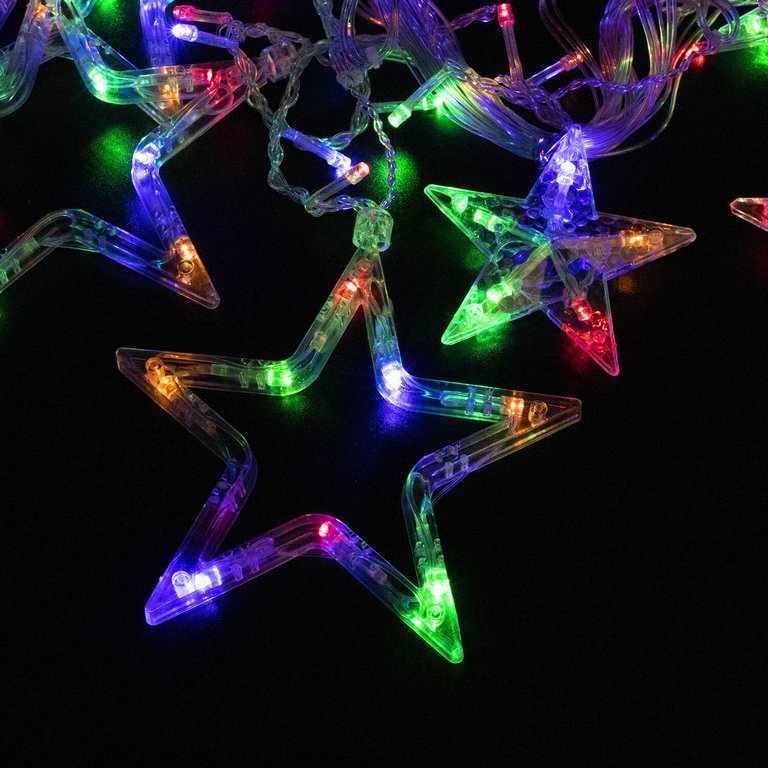 Гирлянда комнатная Бахрома "Звезды" 3м*0,5м, 108 цветных ламп, мерцание, прозрачная нить, 220 В