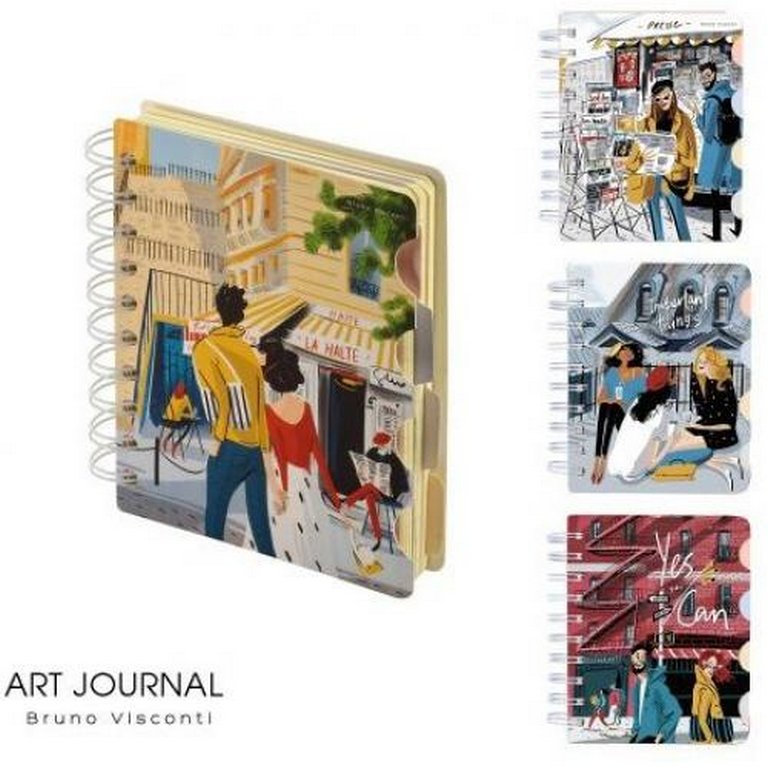 Блокнот А5 120л., 125*140 мм, на гребне "ART JOURNAL" С РАЗДЕЛИТЕЛЯМИ (4 ВИДА)