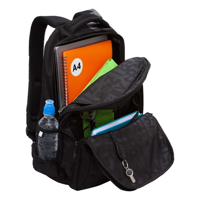 Рюкзак молодежный мужской Grizzly 45*32*23 см., черный