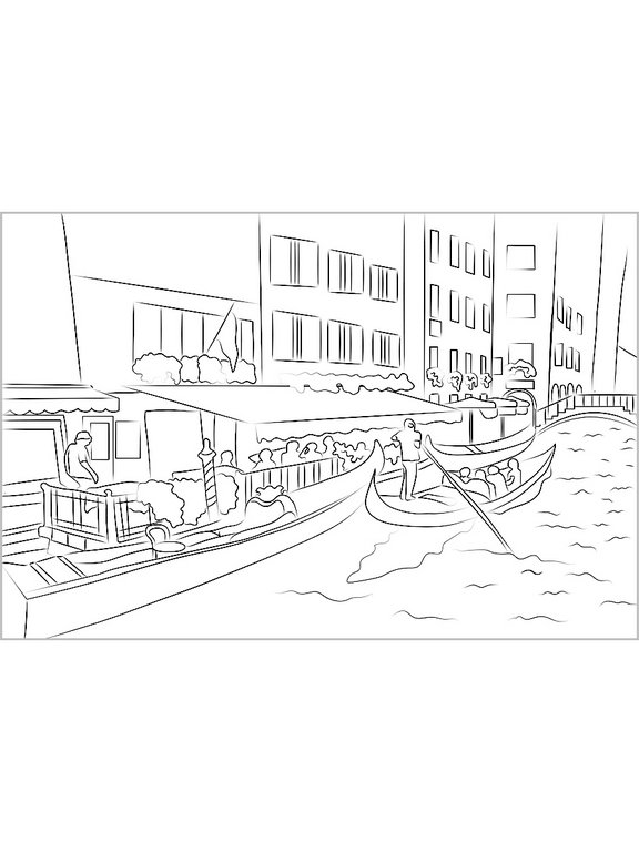 Раскраска-эскиз А4 "Улицы городов" акварельная бумага, 10 л. 200гр.