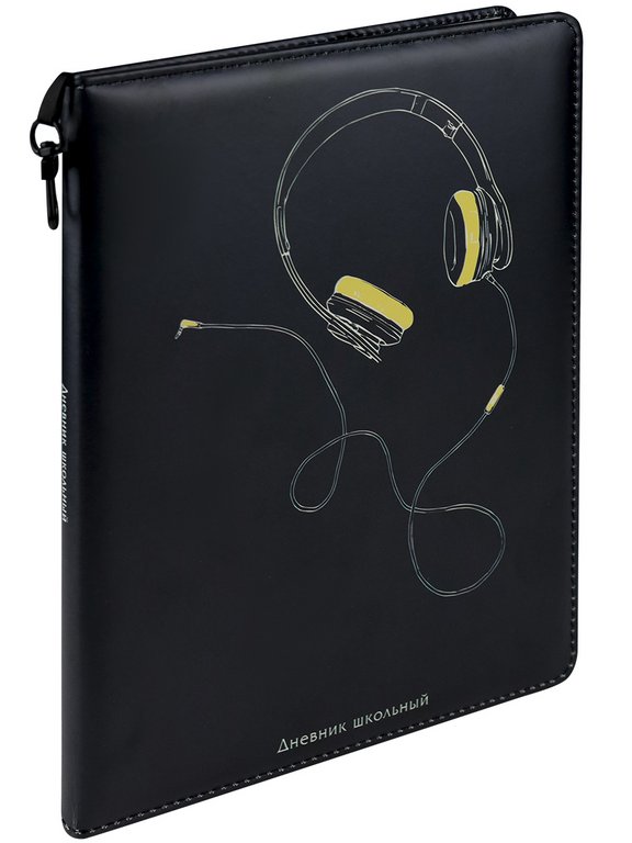 Дневник школьный Prof-Press твердая обл, кожзам, подарок в компл "КОНТРАСТНЫЕ НАУШНИКИ" 48л.