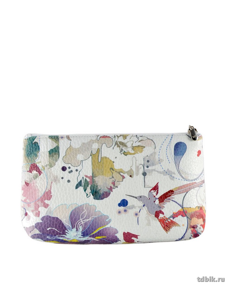 Косметичка D.Morelli "Эльза" нат.кожа, принт колибри