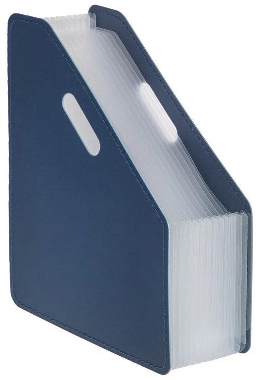 Картотека вертикальная с 13 прозрачными отделениями, 270х320х40мм синий Deli