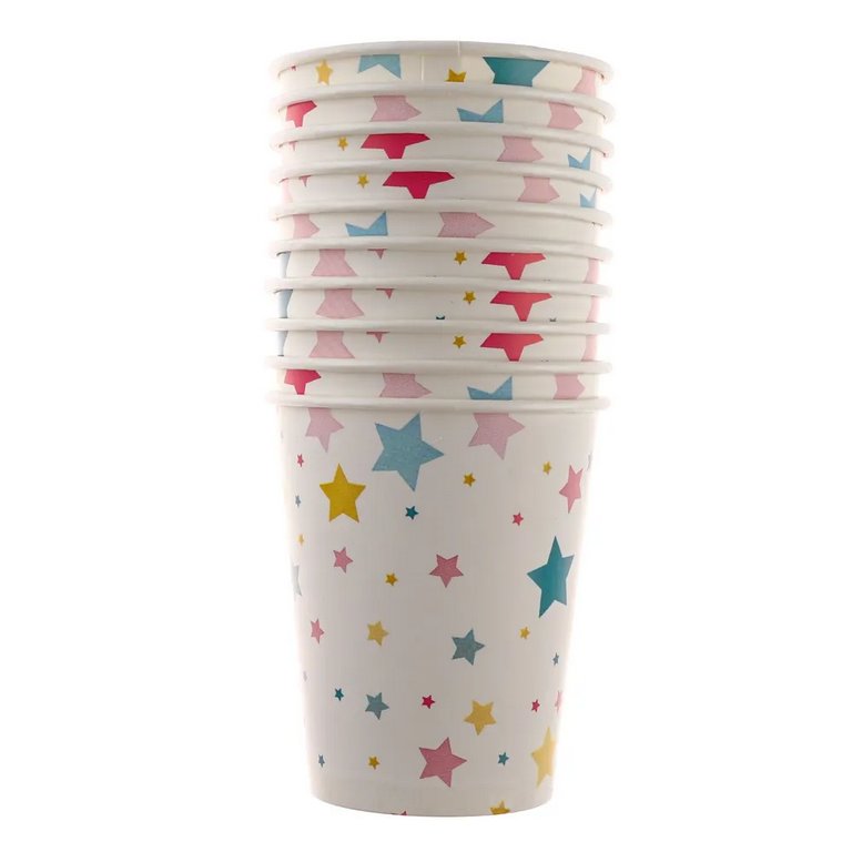 Набор одноразовой посуды картон на 10 персон "Звезды" (10 стаканов + 10 тарелок)