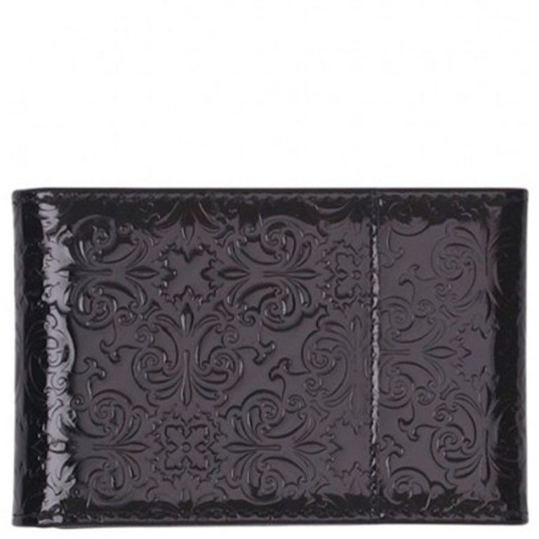 Визитница D.Morelli "Барокко" с клапаном, нат. кожа, цвет черный