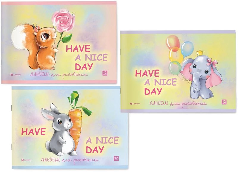 Альбом для рисования А5 12л. на скрепке "Малыши" Lamark