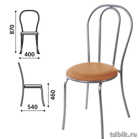Стул для столовых, кафе, дома "Венский", серебристый каркас, кож.зам бежевый