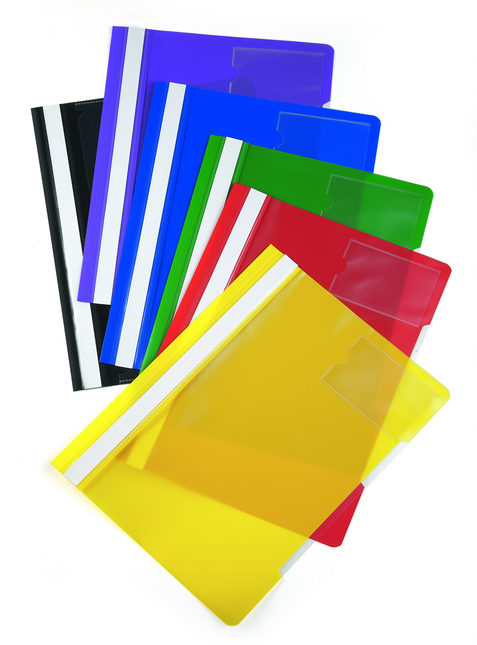 Папка-скоросшиватель А4 пластик (0,12/0,16 мм) с отд. для визиток, цвета в ассортименте Бюрократ