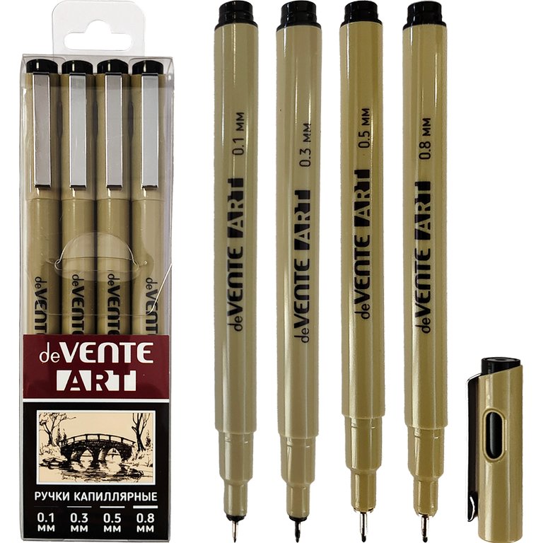 Набор Линеров 4шт deVENTE "ART" (0,1, 0,3, 0,5, 0,8 мм) черный