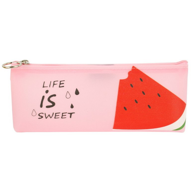 Пенал  для девочки "Фрукты" 20,5*8,5*3,5см ассорти