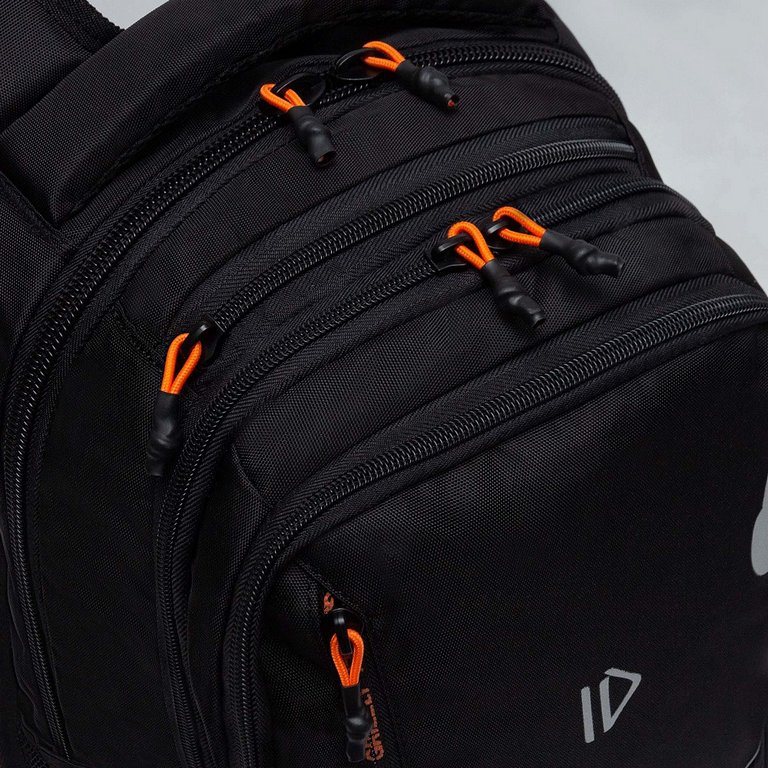 Рюкзак школьный для мальчика Grizzly 31*42*22 см, черный/оранжевый