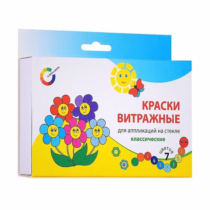 Краски по стеклу  6 цв. по 20 мл (+1 контур 27мл) deVENTE "Азбука цвета"