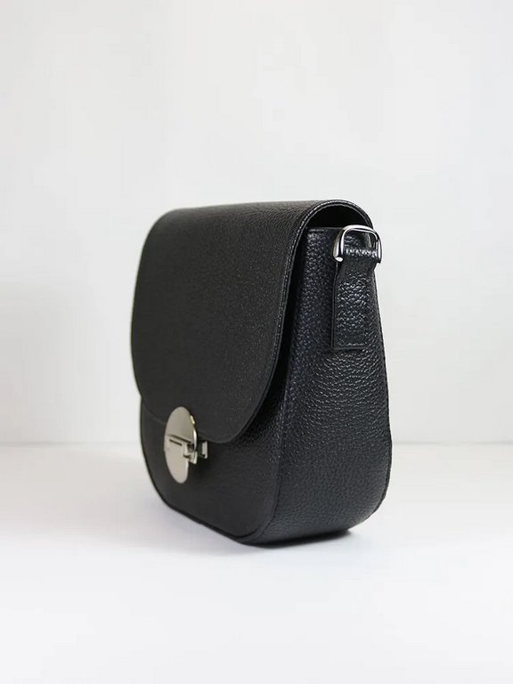 Сумка женская  D.Morelli, нат. кожа, черная, 19,5*19*7,5 см