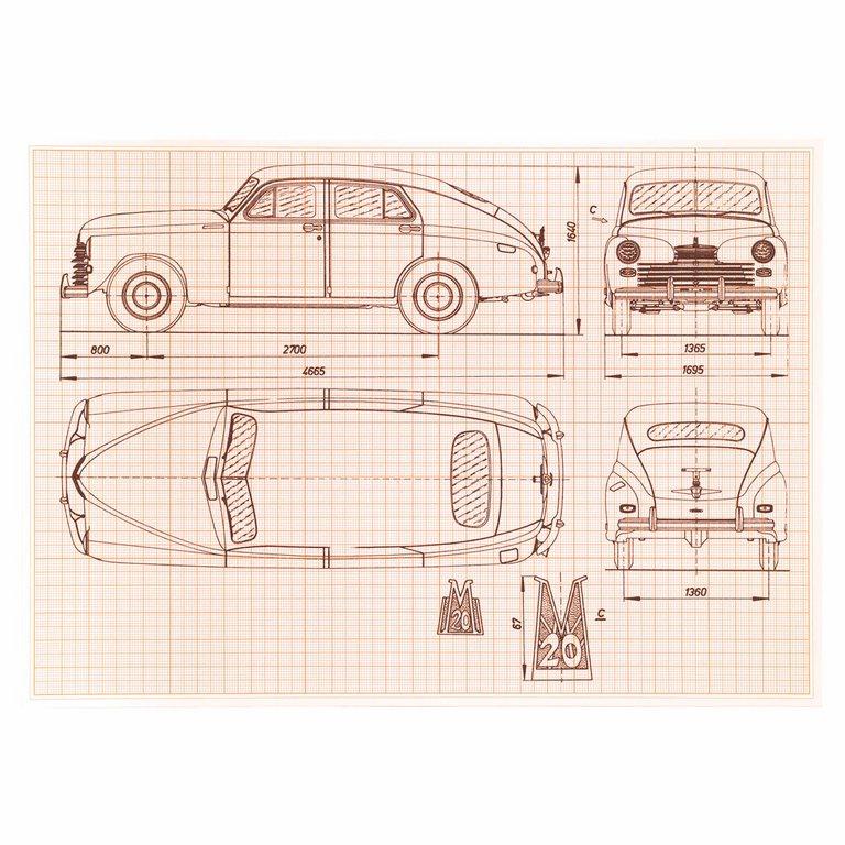 Миллиметровая бумага 295 мм*210 мм, А4, 16л., оранжевая