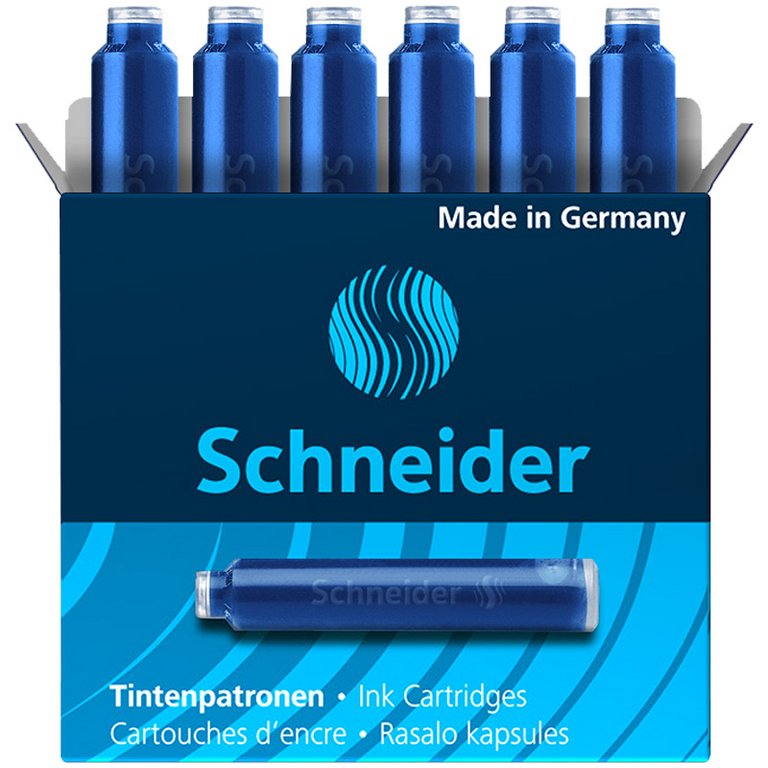 Чернильные картриджи Schneider синие 6шт/уп. (длина 3,8см)