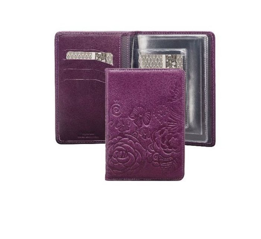 Бумажник водителя D.Morelli "Fiore-2" нат. кожа, фиолетовый
