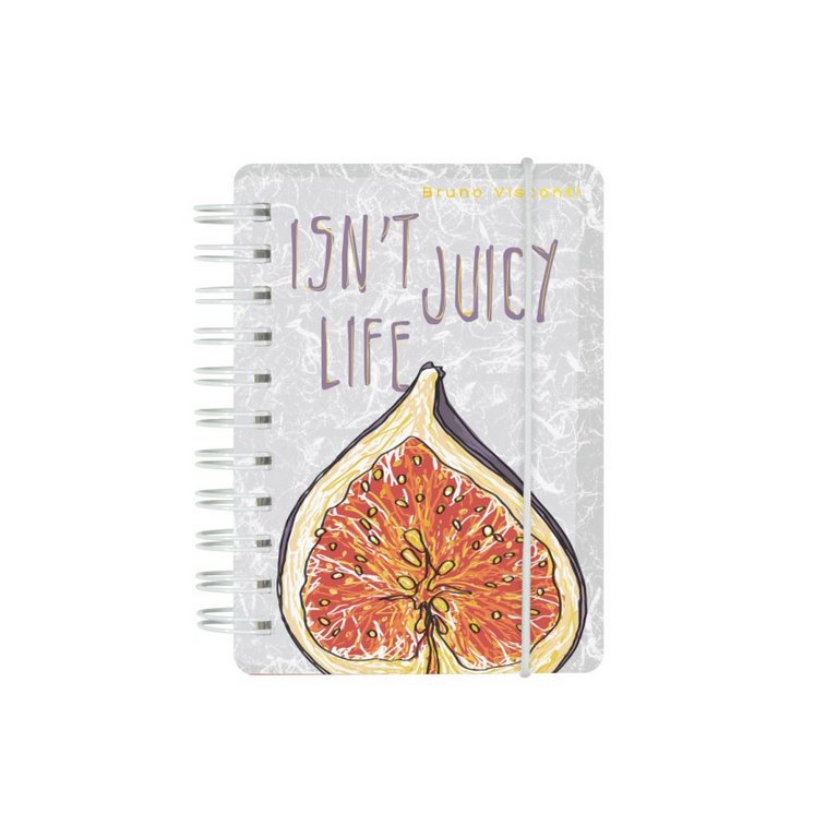 Блокнот А7  80л.,  80*105 мм, на гребне с резинкой "JUICY LIFE. ИНЖИР" клетка