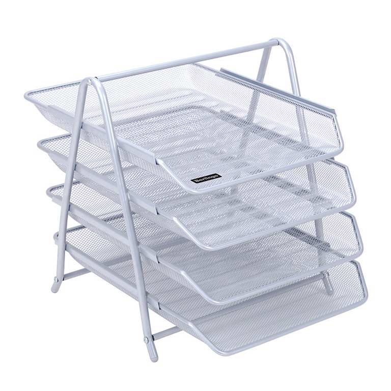 Лоток горизонтальный металл. 4 отделения серебро Berlingo "Steel&Style"