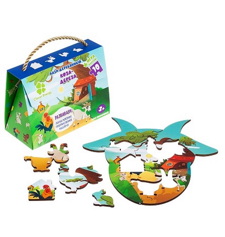 Пазлы деревянные фигурные  10 дет. "Коза-дереза" CLEVER ENERGY