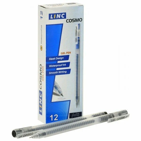 Ручка гелевая Linc Cosmo 0,5мм черная (стерж. 130мм, линия 0,3мм) игольч.