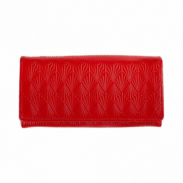 Портмоне D.Morelli женское "Мадлен" большое, нат. кожа, красное