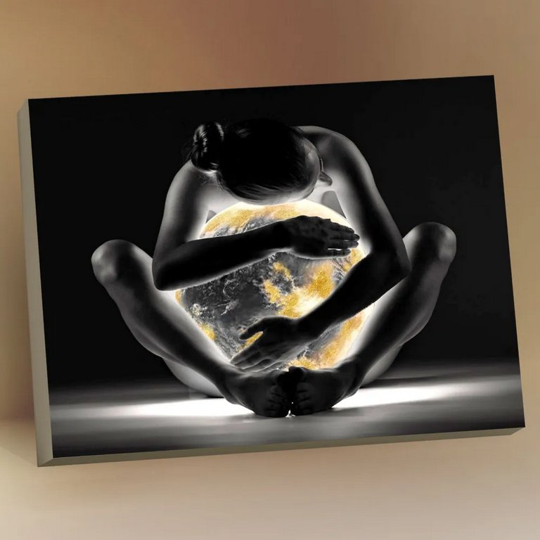 Роспись по номерам (холст) 40*50см с поталью "Объятия ночи" (основа+акрил.+кисти)