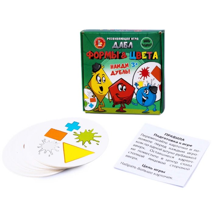 Игра настольная  .3+ с карточками Дабл "Формы и цвета" Десятое королевство